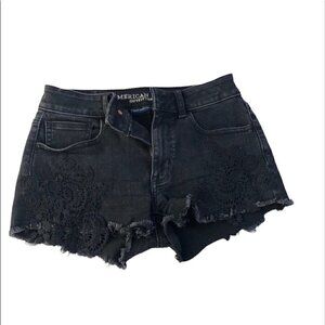 American Eagle Super Super Stretch Hi Rise Black Wash Shortie Size 2